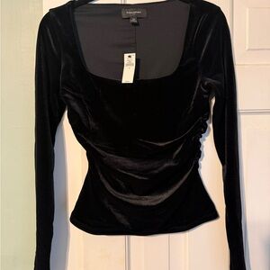 Banana Republic Black Velvet Long Sleeve Top